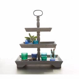 3R Studios Bungalow Lane Grey 3-Tier Decorative Tray with Distressed Wood & Metal Construction thumbnail 2
