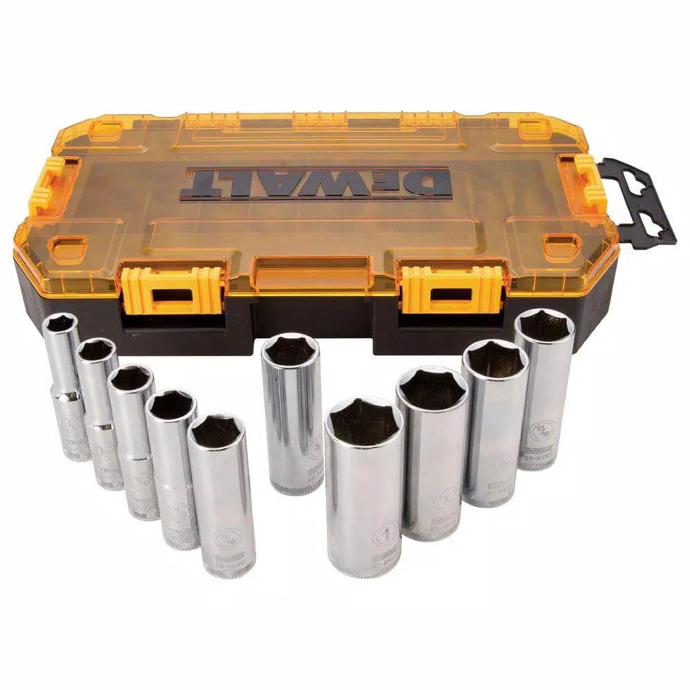 DEWALT DWMT73814 1/2 in. Drive SAE Deep Socket Set, 10-Piece