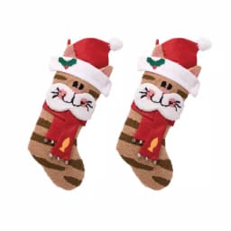Glitzhome 22 in. 3D Cat Hooked Christmas Stockings, 2-Pack thumbnail 1