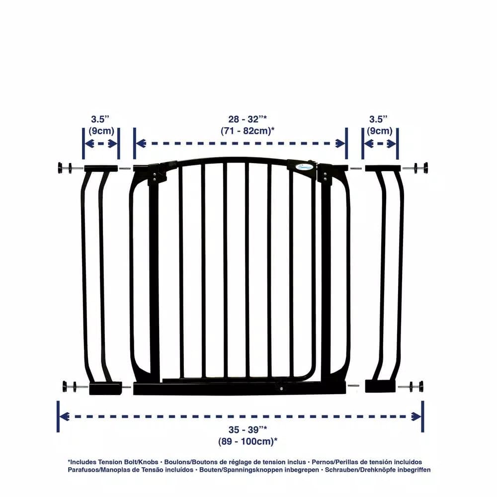Dreambaby Chelsea Auto-Close Security Gate with Extensions, 29.5 in. H, Black