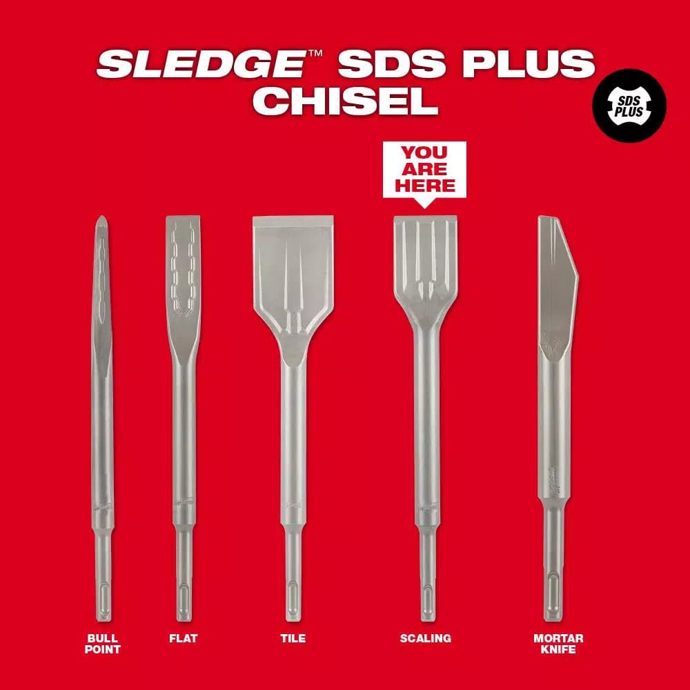 Milwaukee SDS-Plus SLEDGE 1-1/2 in. x 10 in. Scaling Chisel, Carbide Tip