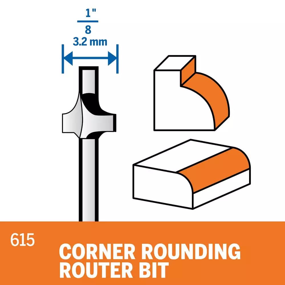 Dremel 1/8 in. Corner Rounding Router Bit for Wood and Soft Materials