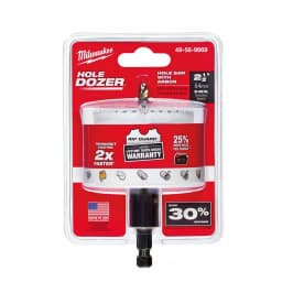 Milwaukee 2-1/2 in. Hole Dozer Bi-Metal Hole Saw with 3/8 in. Arbor & Pilot Bit thumbnail 3