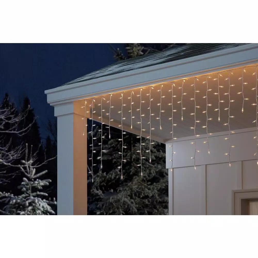 Home Accents Holiday 300 Light Clear Icicle High Density Plus Heavy Duty String Lights, White Incandescent (Set of 2)