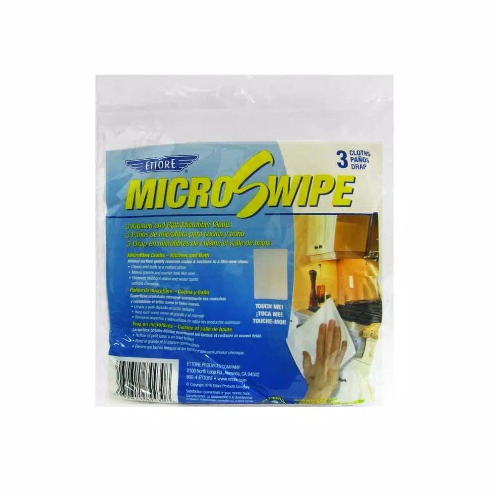 Ettore MicroSwipe Microfiber Cleaning Cloths for Kitchen and Bath, 3-Pack