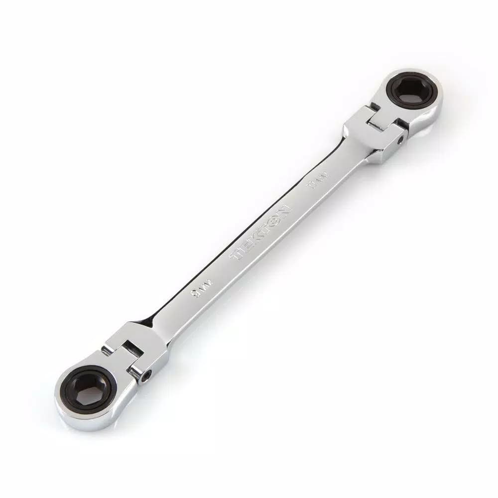 TEKTON 9 mm x 11 mm Flex-Head Ratcheting Box End Wrench, 72-Tooth, Metric