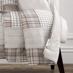 Lush Decor Greenville Taupe Reversible Plaid Cotton Throw Blanket thumbnail 2
