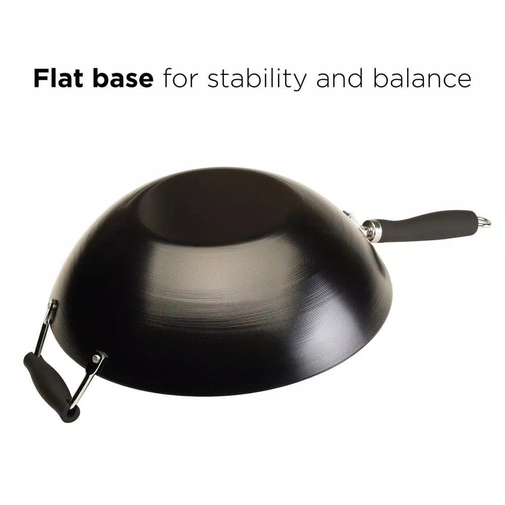 Ecolution Hong Kong Chopstick House 14-inch Carbon Steel Wok with Nonstick Coating and Helper Handle