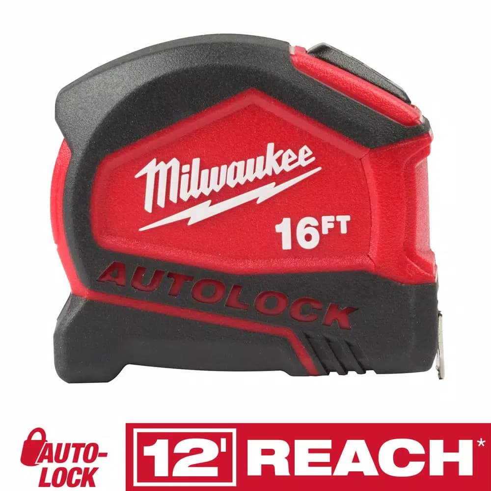 Milwaukee 16 ft. Compact Auto-Lock Tape Measure with Nylon Blade Protection