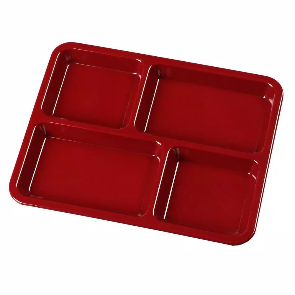 Carlisle Kingline 4-Compartment Melamine Lunch Tray, Dark Cranberry, 8.67 x 10.95 in (Case of 12)