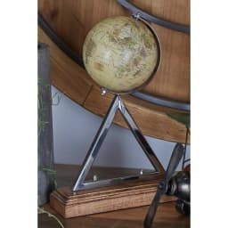 LITTON LANE 14 in. Rustic Sepia Globe with Silver Triangular Stainless Steel Stand thumbnail 1
