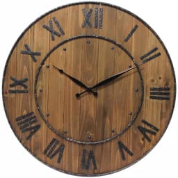 Infinity Instruments Wine Barrel 24 in. Wood and Steel Round Wall Clock thumbnail 1