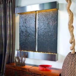Water Wonders Nojoqui Falls Double Lightweight Slate Wall Fountain with Stainless Steel Trim thumbnail 4