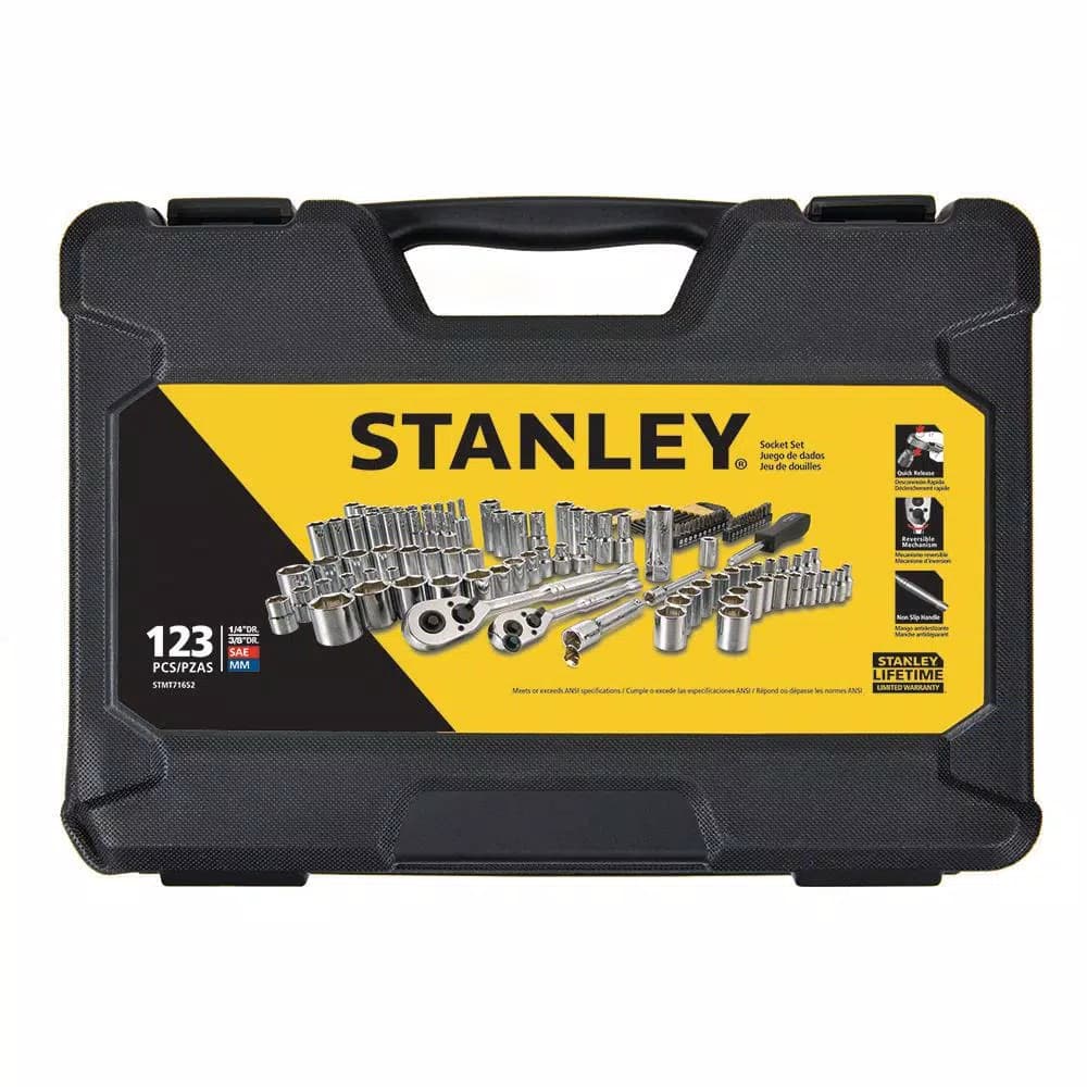 Stanley 123-Piece Socket Set with Ratchets, 3/8 in. and 1/4 in. Drive, Metric and SAE