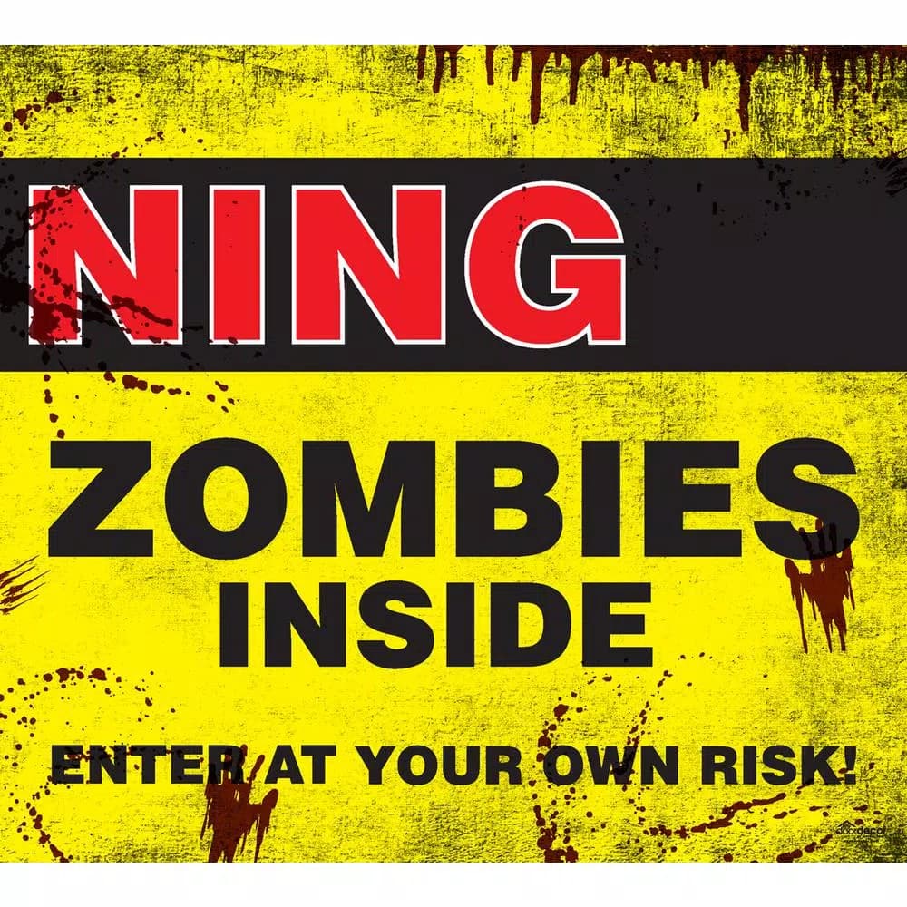My Door Decor 7 ft. x 8 ft. Zombies Inside Halloween Garage Door Banner Mural