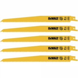 DEWALT 9 in. 6 TPI Bi-Metal Taper Back Reciprocating Saw Blade, 5-Pack thumbnail 1