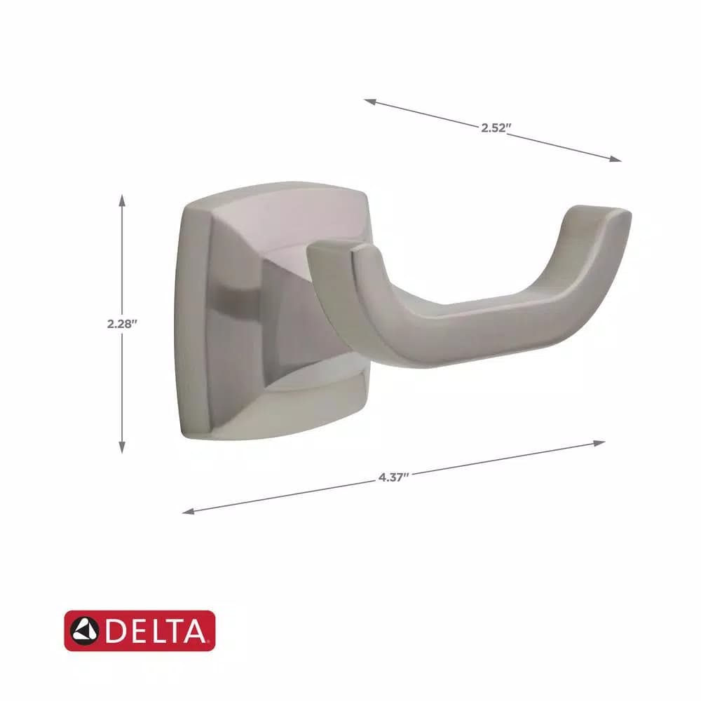 Delta Portwood Double Prong Towel and Robe Hook in SpotShield Brushed Nickel