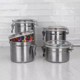 Home Basics Stainless Steel 4-Piece Canister Set with Airtight Translucent Lids thumbnail 6