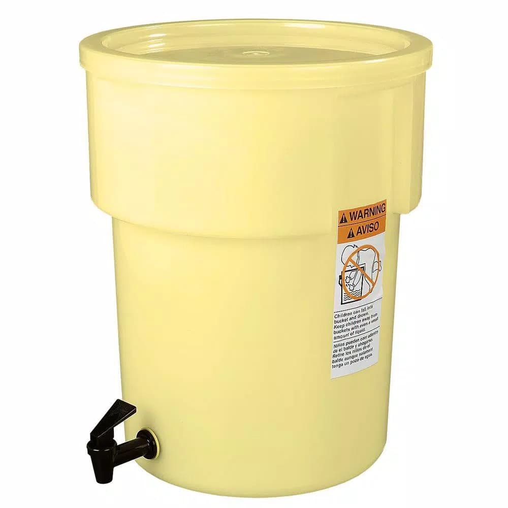 Carlisle 5 Gallon Polyethylene Round Beverage Dispenser with Lid and Faucet, Yellow