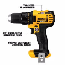 DEWALT 20V MAX Cordless Compact 1/2 in. Drill/Driver Kit with (2) 1.3Ah Batteries, Charger & Bag thumbnail 13