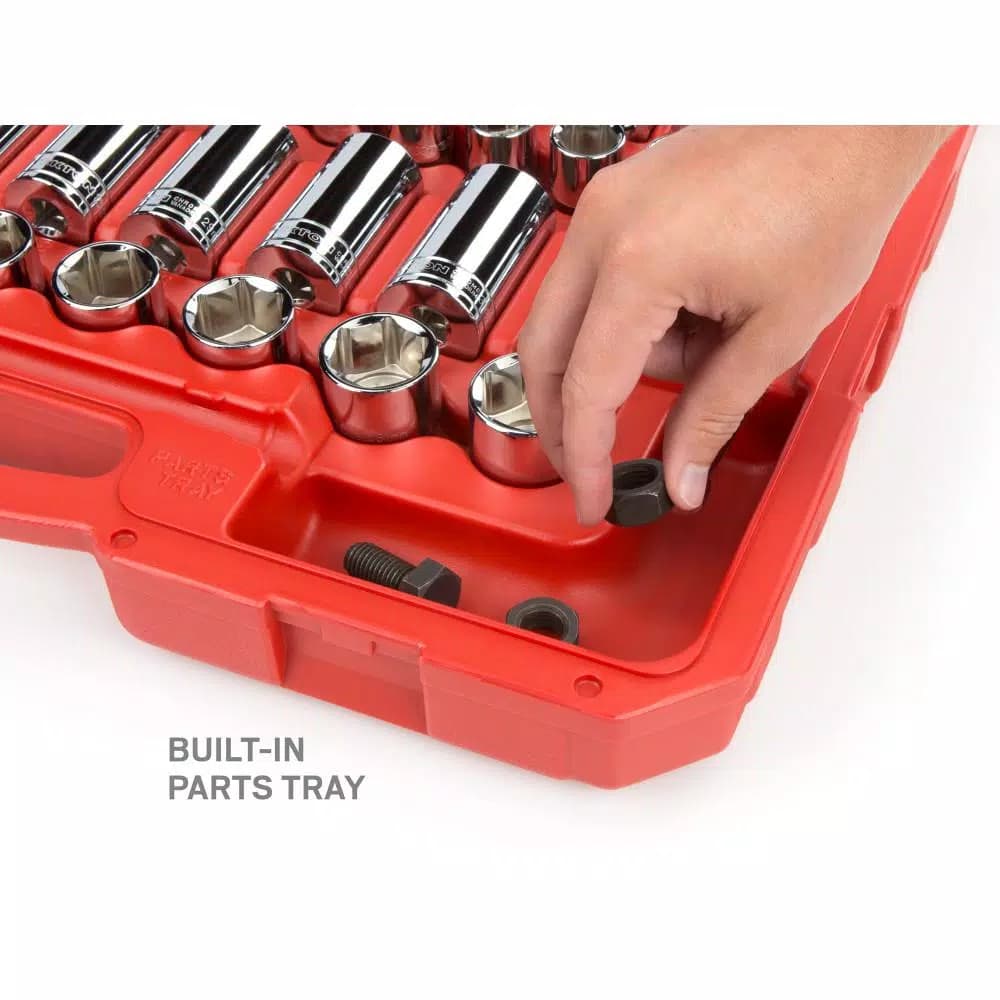 TEKTON 84-Piece 1/2 in. Drive Socket Set, 3/8-1-5/16 in. and 10-32 mm, SAE/Metric