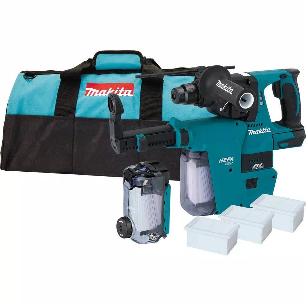 Makita 18V LXT Brushless Angle Grinder, SDS-Plus Rotary Hammer & 2 Gal. Vacuum Starter Kit