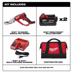 Milwaukee M18 18-Gauge Single Cut Metal Shear Kit with (2) 3.0 Ah Batteries and Charger thumbnail 2
