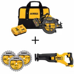 DEWALT 60V MAX FLEXVOLT 7-1/4 in. Brushless Circular Saw Combo Kit with 6.0Ah Battery & Bonus Recip Saw thumbnail 1