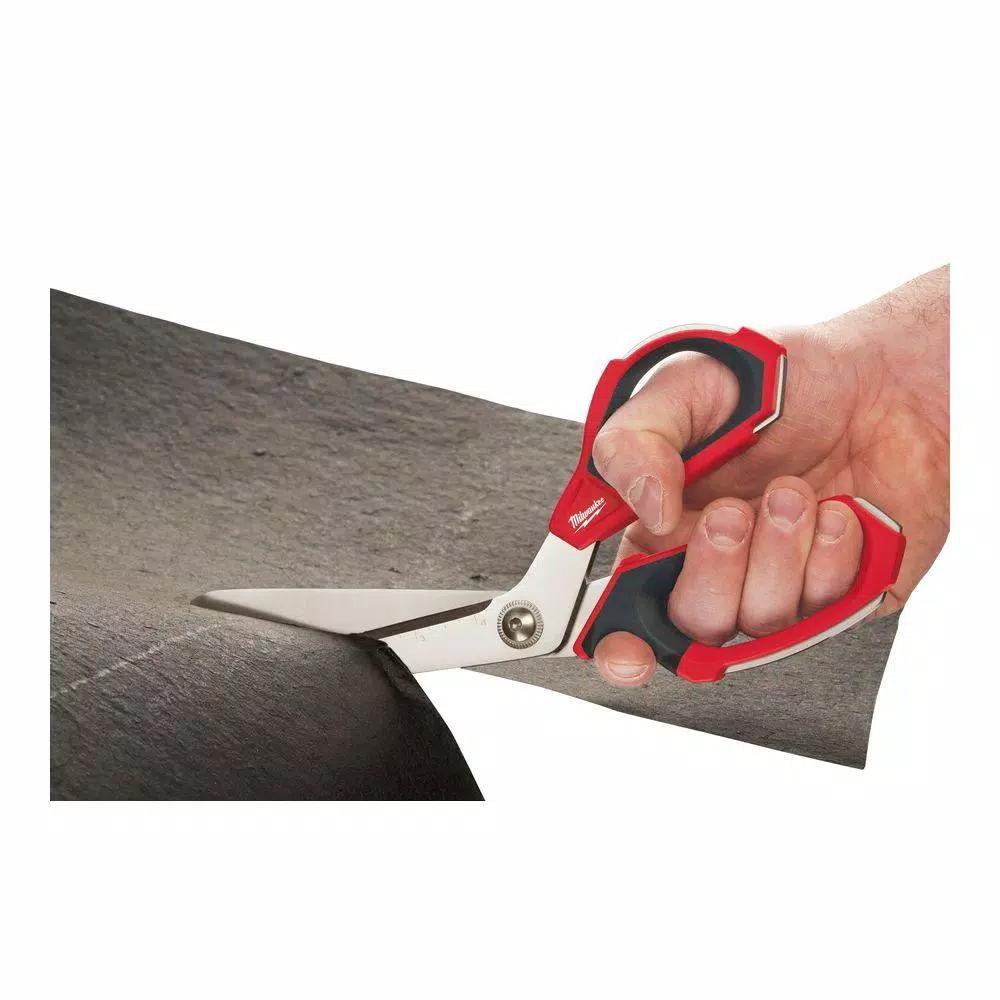 Milwaukee Jobsite Offset Scissors with Iron Carbide Micro-Serrated Blades
