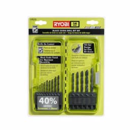 RYOBI 14-Piece Black Oxide Drill Bit Set, High Speed Steel Twist Bits thumbnail 1