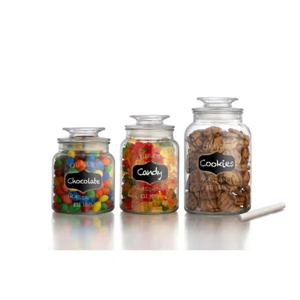 Style Setter Chalkboard Clear Glass Canister Set, 3-Piece