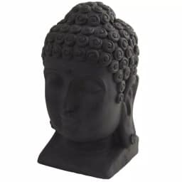 Nearly Natural Black Stone Buddha Head Statue - Indoor/Outdoor Bohemian Zen Decor thumbnail 2