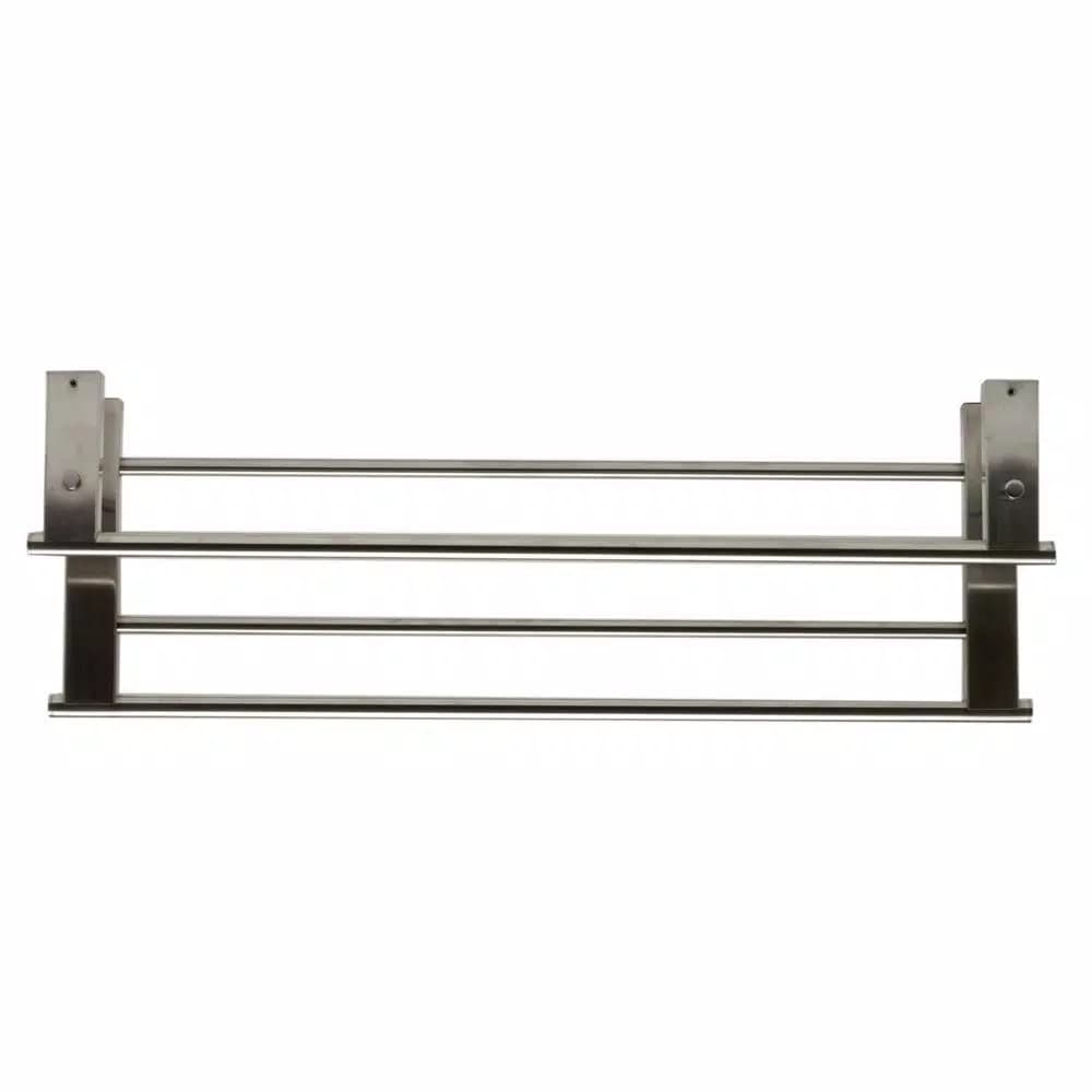 ALFI BRAND 25.88 in. Wall Mount Towel Rack with Shelf, Brushed Nickel