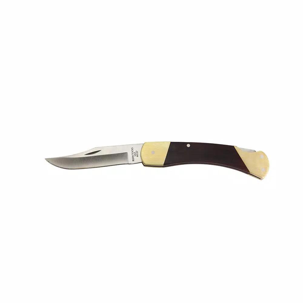 Klein Tools Klein's Sportsman Folding Knife with Ebony Wood Handle and Stainless Steel Clip Point Blade