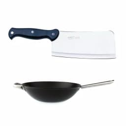 BergHOFF Geminis 12.5 in. Spun Cast Iron Wok and 7 in. Cleaver Set with Non-Stick Ceramic Coating thumbnail 1