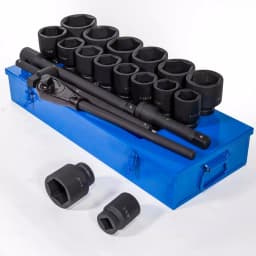Stark 1 in. Drive Cr-Mo Steel 6-Point SAE Deep Impact Socket Set with Extensions and Case, 21-Piece thumbnail 1