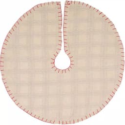 VHC Brands Amory 21 in. Ivory White Plaid Cotton Christmas Tree Skirt thumbnail 2