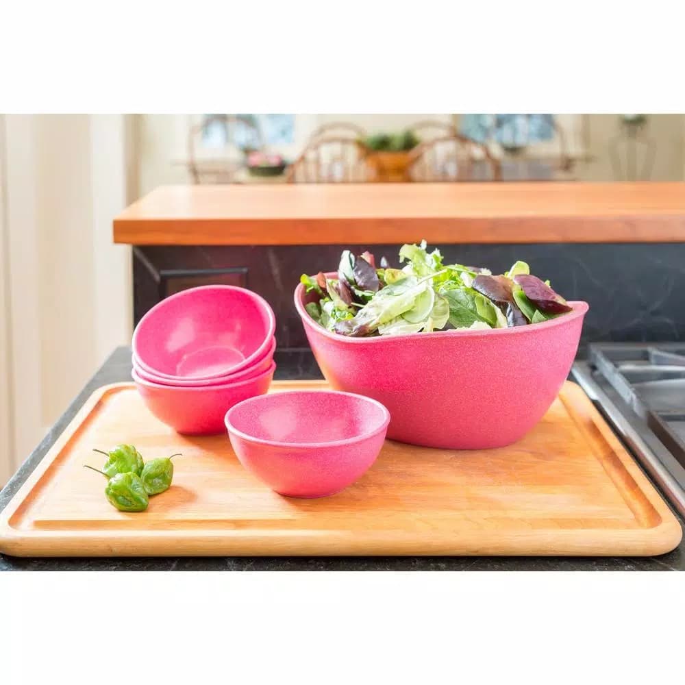 Unbranded EVO Sustainable Goods Pink Wood-Plastic Composite Serving Bowl Set, 5-Piece