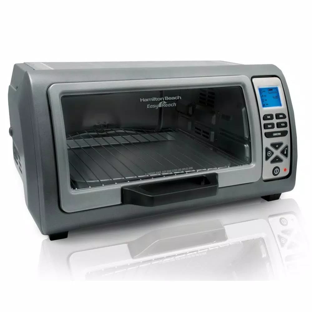 Hamilton Beach 1400-Watt 6-Slice Easy Reach Roll-Top Toaster Oven, Silver