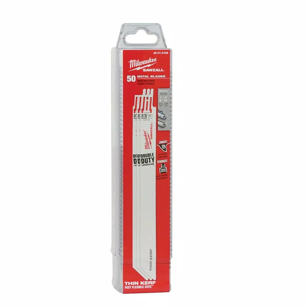 Milwaukee 9 in. 18 TPI Metal Cutting Reciprocating Saw Blades, 50 Pack