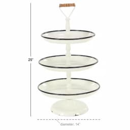 LITTON LANE Rustic Reflections 3-Tier Metal Pedestal Tray, Distressed White with Black Accents thumbnail 5