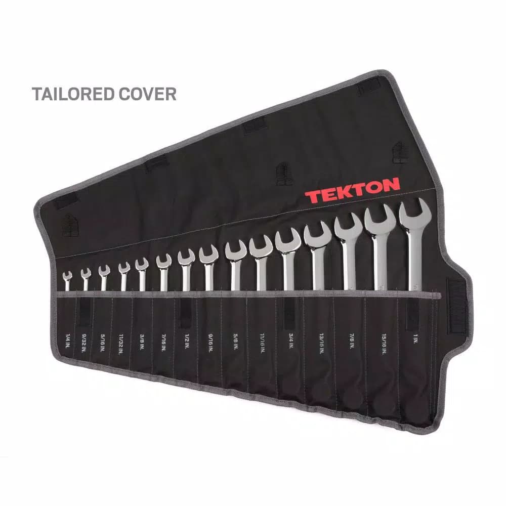 TEKTON 30-Piece Combination Wrench Set, 1/4-1 in. and 8-22 mm with Roll-Up Pouch
