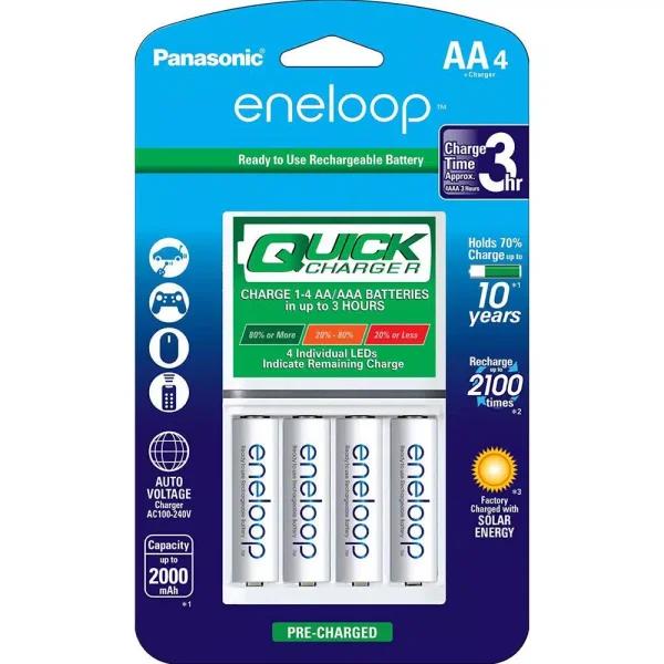 Panasonic eneloop Advanced Individual Battery Quick Charger with 4 AA Rechargeable Batteries