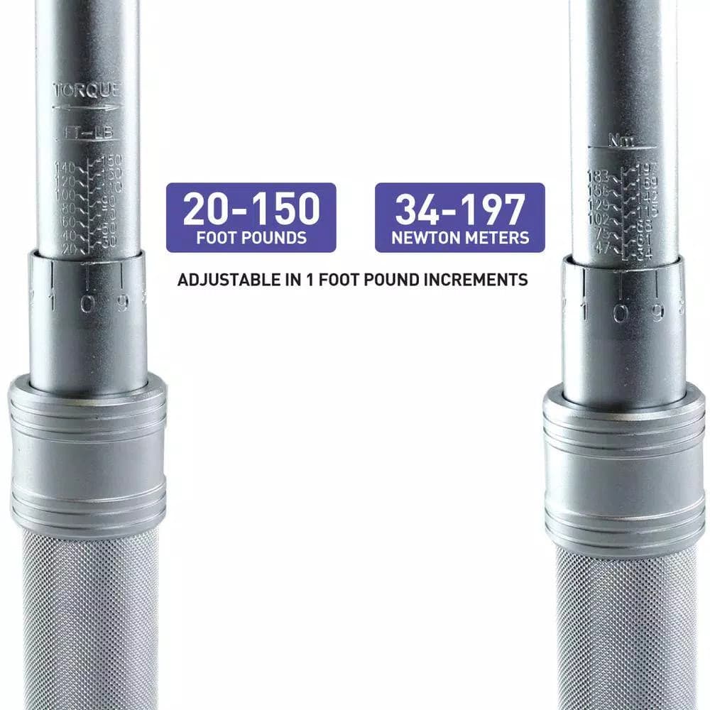 Capri Tools 1/2 in. Drive Industrial Torque Wrench, 20-150 ft. lbs. Range, Steel Construction