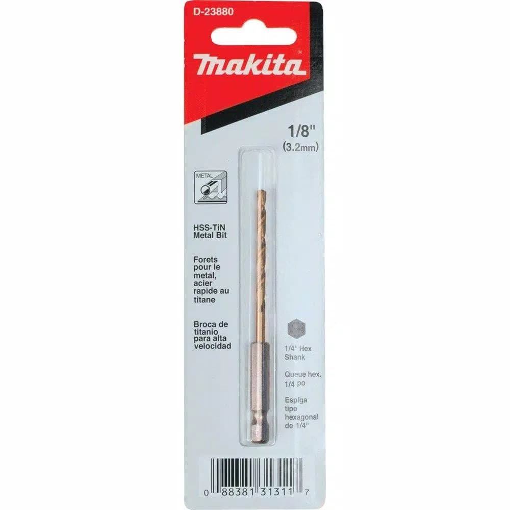 Makita 1/8 in. Titanium Coated HSS Twist Drill Bit with 1/4 in. Hex Shank