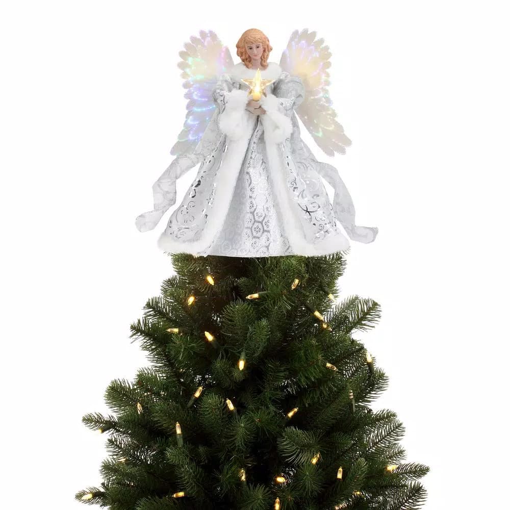 Mr. Christmas Celestial Angel Animated Christmas Tree Topper, Pre-lit with Fiber Optic Wings