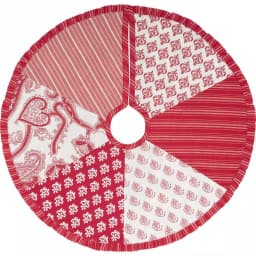 VHC Brands Natalia 21 in. Cherry Red & White Farmhouse Christmas Tree Skirt thumbnail 1