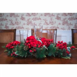 Nearly Natural 30 in. Holiday Hydrangea Candelabrum Centerpiece with 3 Glass Hurricane Holders thumbnail 2