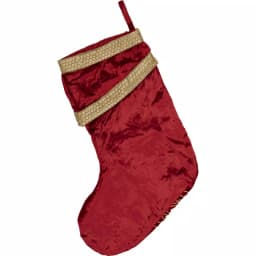 VHC Brands 15 in. Red Viscose Velvet Christmas Stocking with Gold Paisley Embroidery thumbnail 2