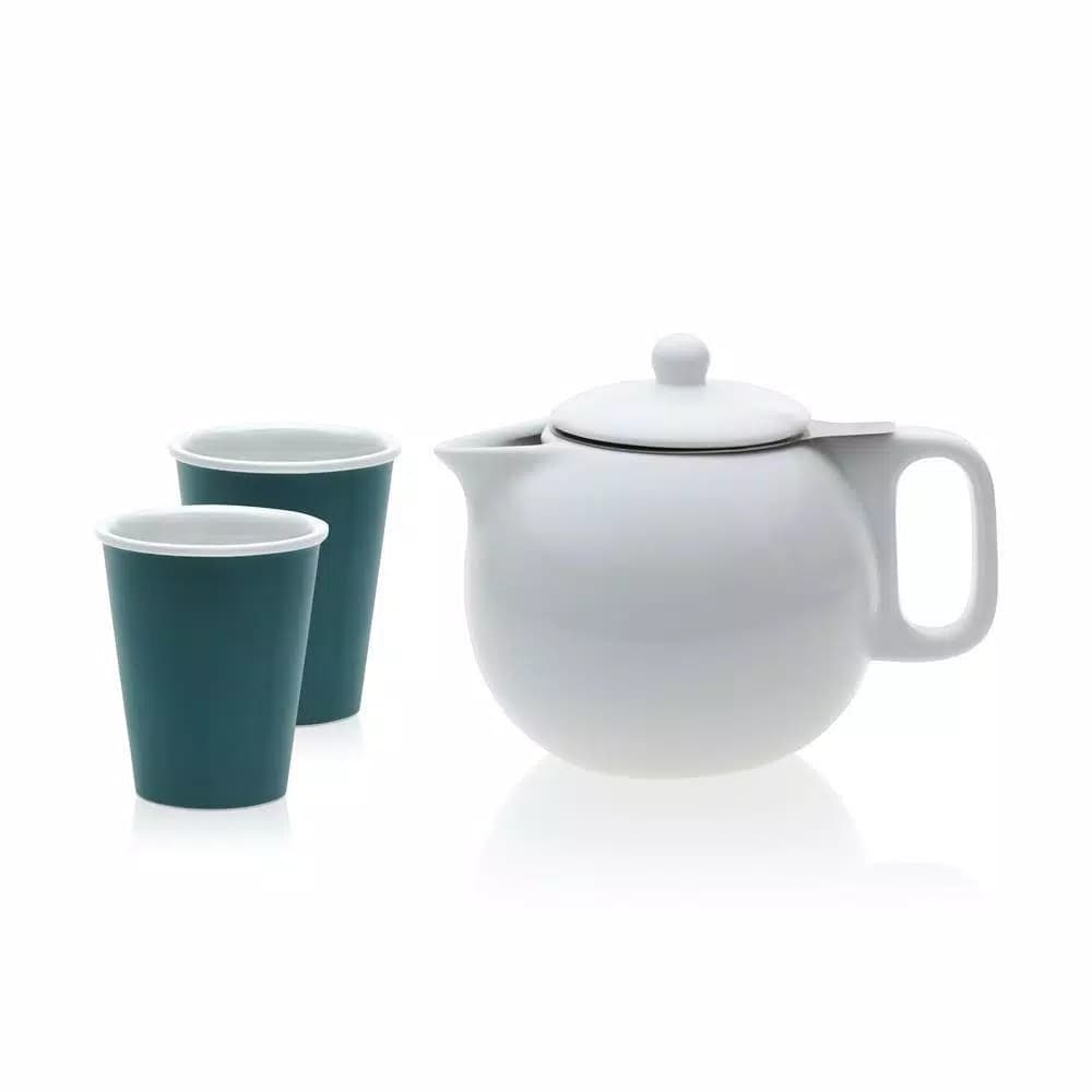 VIVA Scandinavia Jaimi 3-Piece Porcelain Teapot and Laura Cup Set, 4.5-Cup